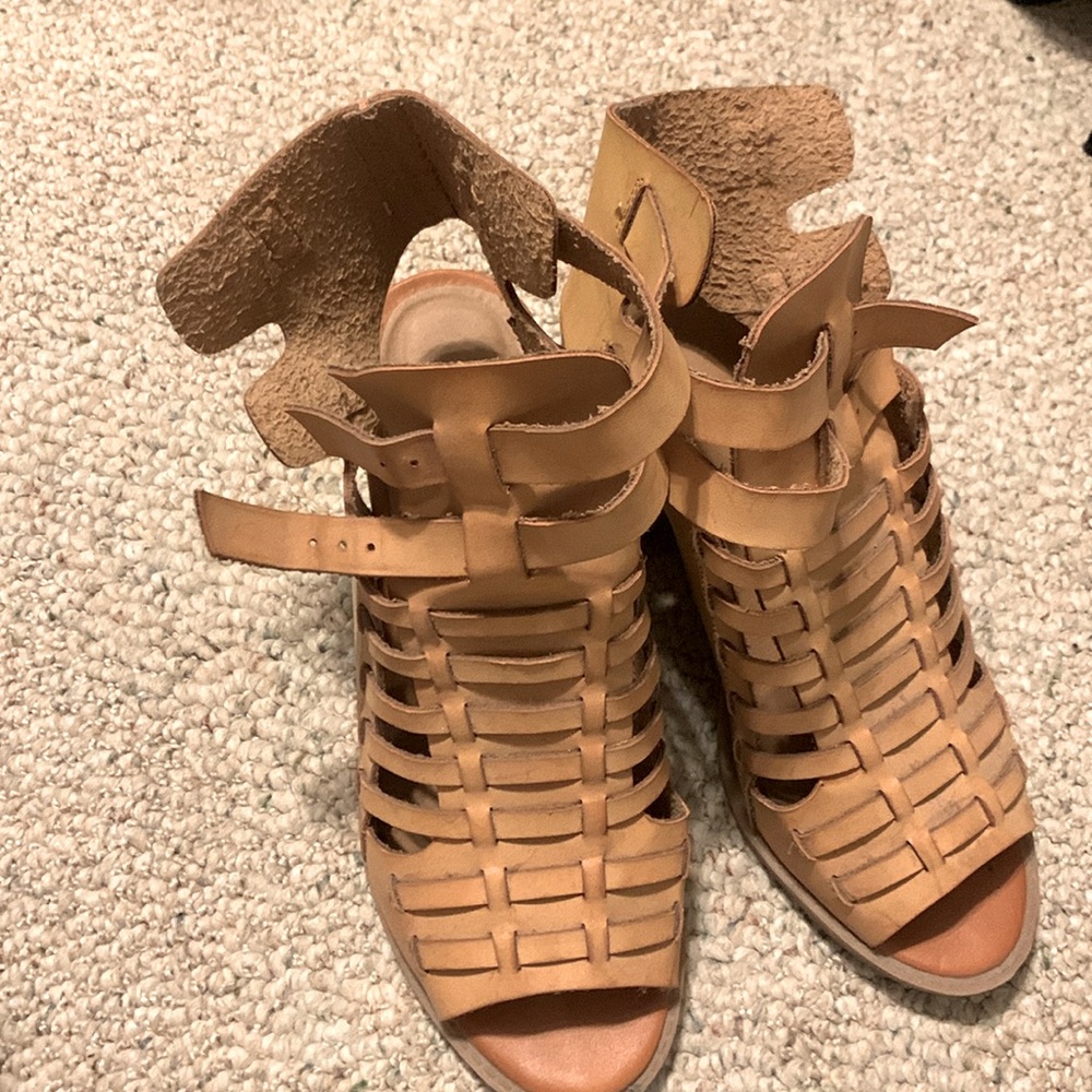 Tan block heels